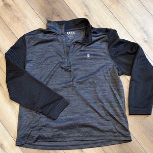 Izod Golf Stretch Charcoal and Black Quarter-Zip Pullover
